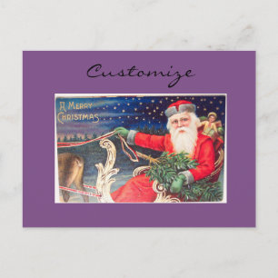 Santa on sleigh Thunder_Cove vintage Holiday Postcard