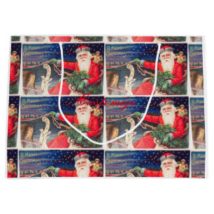 Santa on sleigh Thunder_Cove vintage Large Gift Bag