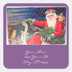 Santa on sleigh Thunder_Cove vintage Square Sticker