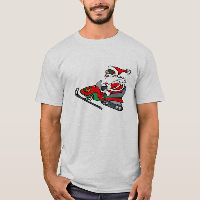santa on snowmobile T-Shirt (Front)