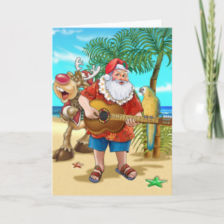 Santa on the beach holiday card