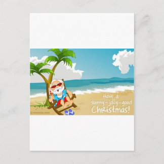 Santa on the Beach, Santa on Vacation Holiday Postcard
