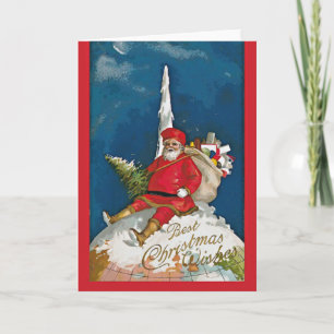 Santa on the Globe - Christmas card