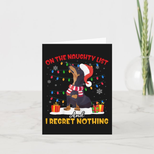 Santa On The Naughty List Dachshund Christmas Gift Card (Front)