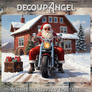 Santa on the Road - Decoupage - Tissue Paper