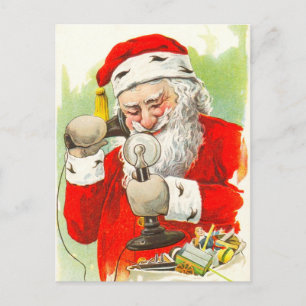 Santa on the Telephone Holiday Postcard