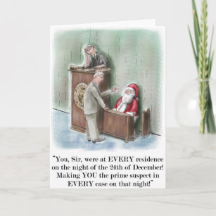 Santa On Witness Stand Christmas Card