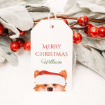Santa Orange Corgi Merry Christmas Gift Tags<br><div class="desc">Cute orange corgi illustration Merry Christmas- customizable name gift tag. 
Merry Christmas!</div>
