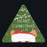 Santa Orange Corgi Merry Christmas Triangle Sticker<br><div class="desc">Cute orange corgi illustration Merry Christmas-stickers 
Merry Christmas!</div>