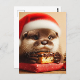 Santa Otter Brownies Postcard