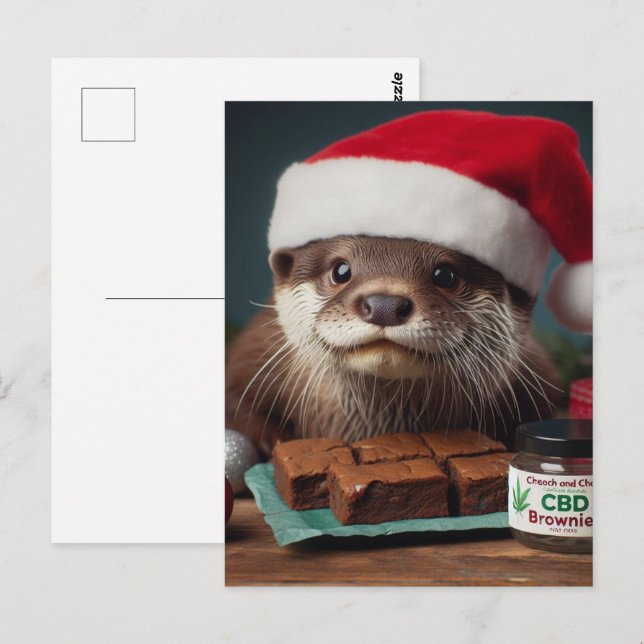 Santa Otter CBD Brownies Postcard (Front/Back)