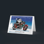 Santa Outlaw© Christmas Card<br><div class="desc">Second in the Santa Outlaw© series...  Santa Outlaw is not coming to town and could care less about milk and cookies. The choice is easy... lug toys or go riding? Riding wins out in this cool Christmas card.</div>