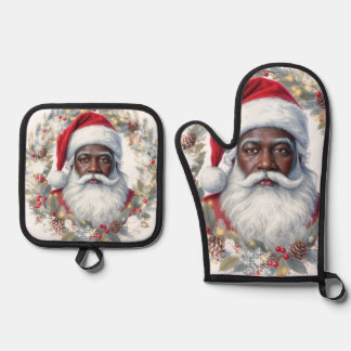 Santa  oven mitt & pot holder set