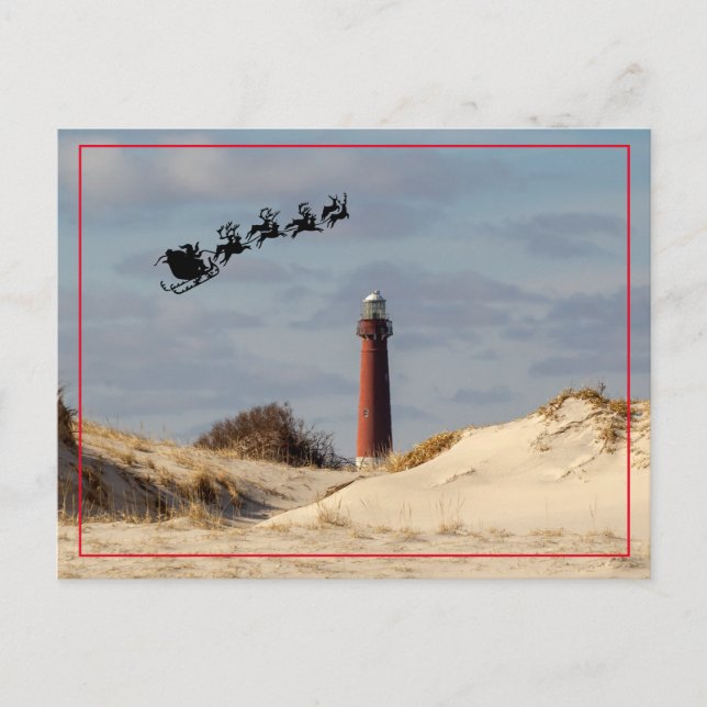 Santa Over The Barnegat Lighthouse Postcard (Front)