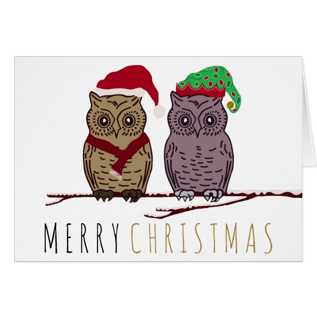 Santa Owl and Elf Owl (Front Horizontal)