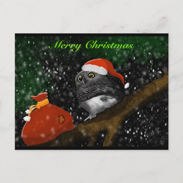 Santa Owl Christmas Card (Front)