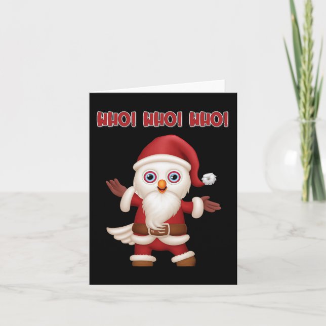 Santa Owl Festive Fun Christmas  Card (Front)