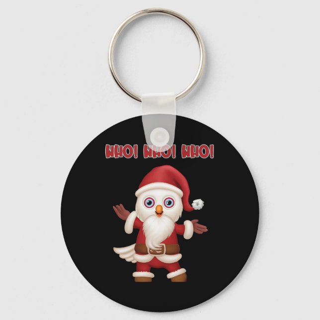 Santa Owl Festive Fun Christmas  Keychain (Front)