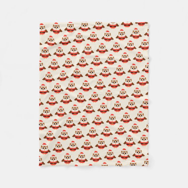 Santa Owl Fleece Blanket (Front)