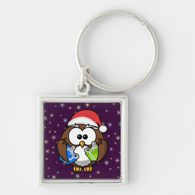 Santa owl keychain (Front)