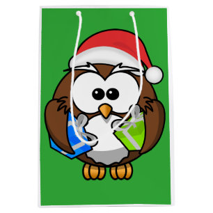 SANTA OWL MEDIUM GIFT BAG