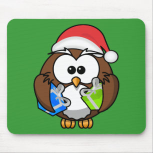 SANTA OWL MOUSE PAD