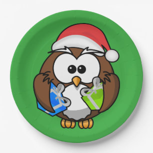 SANTA OWL PAPER PLATE