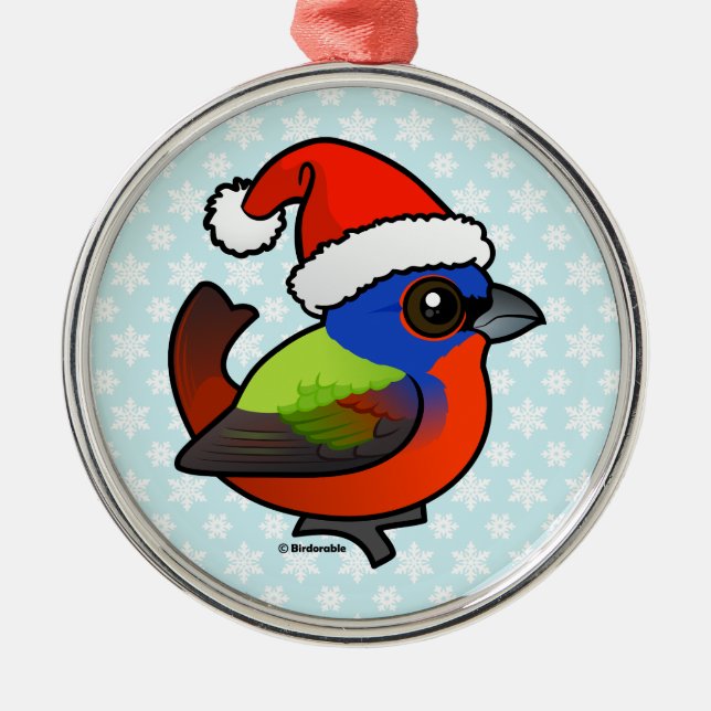 Santa Painted Bunting Metal Ornament (Front)
