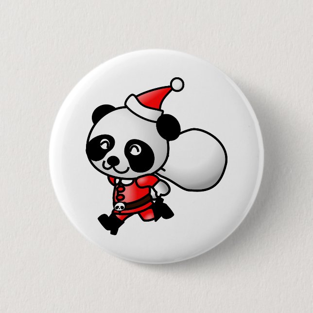 Santa Panda 2 Inch Round Button (Front)