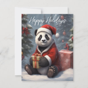 Santa Panda Bear Holiday Card