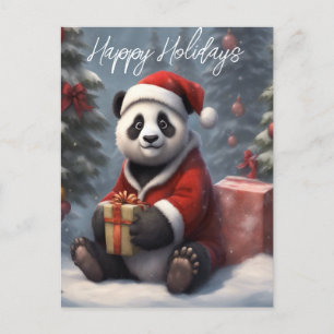 Santa Panda Bear Holiday Postcard