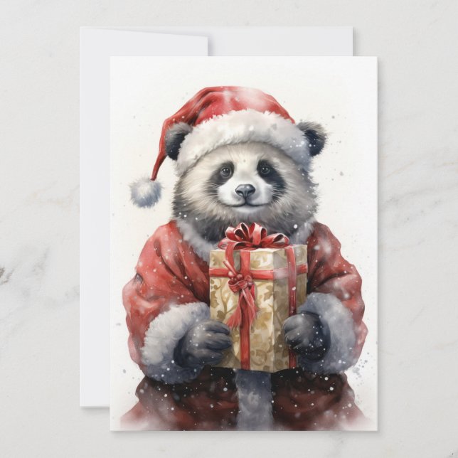 Santa Panda Flat Holiday Card (Front)