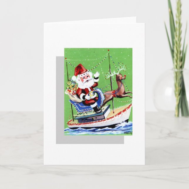 Santa Parade Boat Holiday Card (Front)