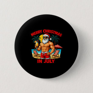 Santa Party Summer Vacation On The Beach Christmas 2 Inch Round Button