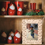 Santa Pattern | Merry Christmas Kids Photo Etched Frames<br><div class="desc">This fun etched photo frame features a santa pattern and the christmas year at the bottom in stencil font. At the top the name of your child. To change the text click on the personalize button. Contains A.I.</div>