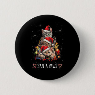 Santa Paw And Claw Santa Cat Christmas Tree Lights 2 Inch Round Button
