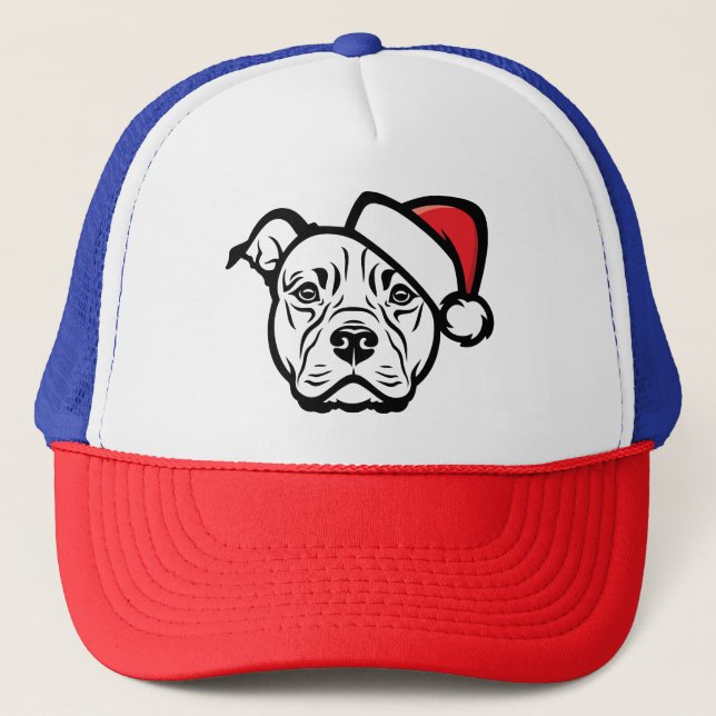 Santa Paws: AmStaff Dog in Festive Hat (Front)