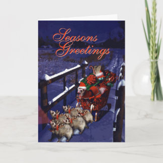 Santa Paws and his Ferret Reindeer Friends Holiday Card