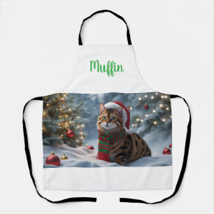 Santa Paws Bengal Cat Christmas Personalized Apron