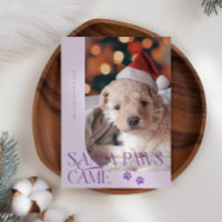 Santa Paws Came Dog Photo Purple Christmas