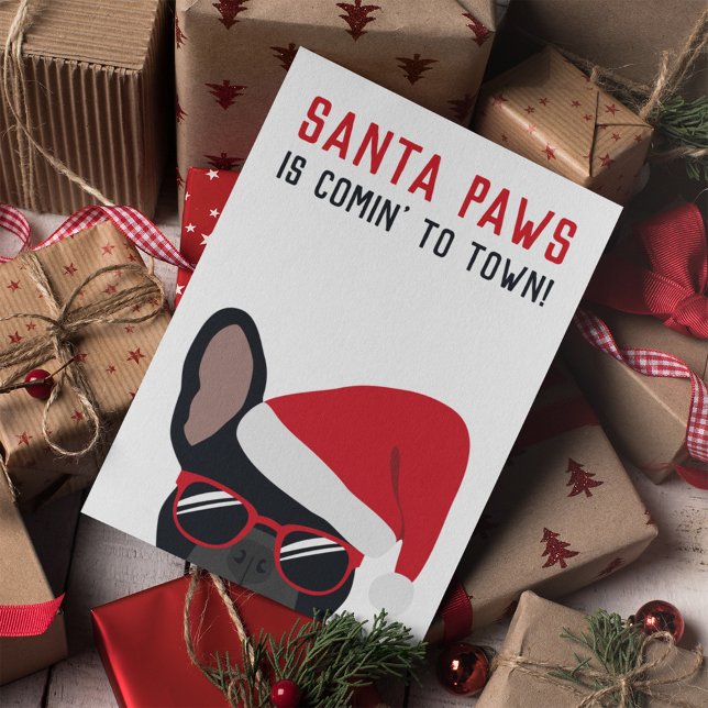 Santa Paws Christmas Black French Bulldog Card (Creator Uploaded)