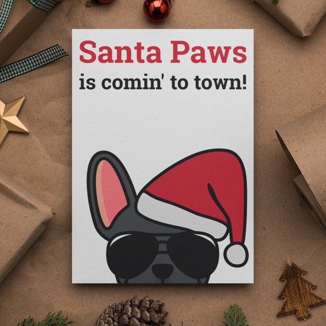 Santa Paws Christmas Black French Bulldog Card (Creator Uploaded)