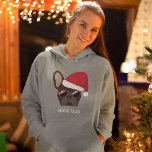 Santa Paws Christmas Brown French Bulldog Hoodie<br><div class="desc">Santa Paws is comin' to town! This brown french bulldog is ready for the Christmas holidays wearing a red Santa hat and of course,  not forgetting the stylish sunglasses too.</div>