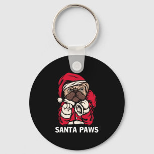 Santa Paws Christmas English Bulldog Gift Ideas Keychain