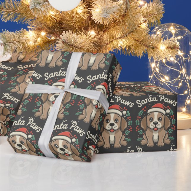 Santa Paws Christmas Gift Wrap  (Holidays)