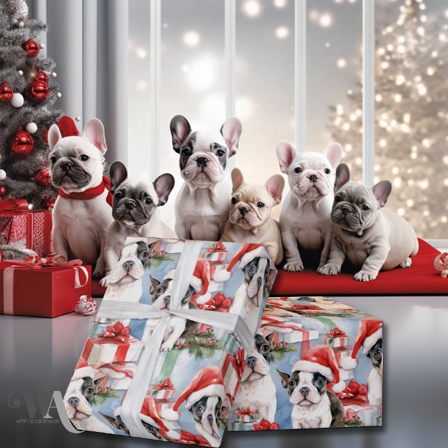 Santa Paws Christmas Wrap Frenchie Edition Wrapping Paper (Creator Uploaded)