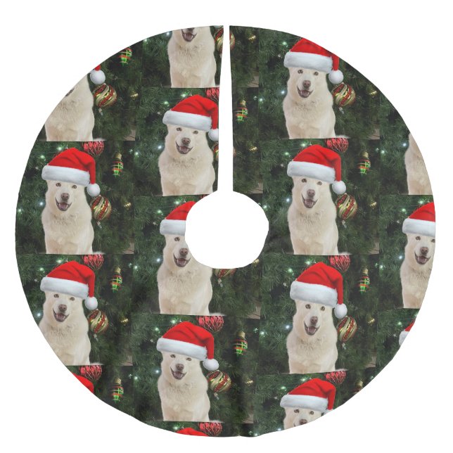 Santa Paws - Crystal the Husky Dog Brushed Polyester Tree Skirt (Front)