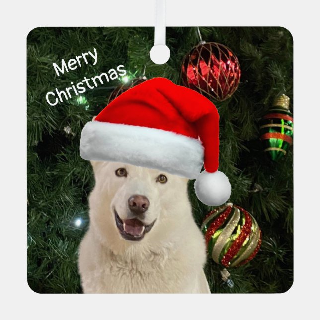 Santa Paws - Crystal the Husky Dog Personalized Metal Ornament (Front)