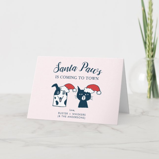 Santa Paws | Cute Christmas Dog and Cat Holiday Card (Front)