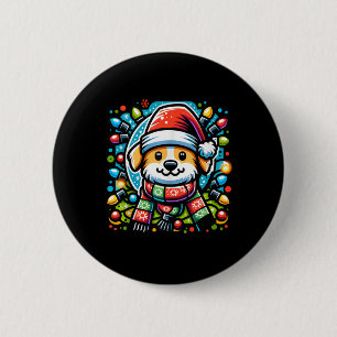 Santa Paws Cute Christmas Dog Design For Animal Lo 2 Inch Round Button